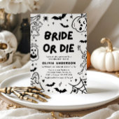 ハンドドローハロウィーンスケルトン幽霊ブライダルシャワー 招待状