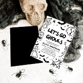 ハンドドローハロウィーンスケルトン幽霊ブライダルシャワー 招待状