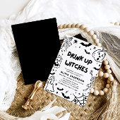 ハンドドローハロウィーンスケルトン幽霊ブライダルシャワー 招待状