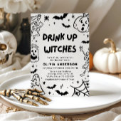 ハンドドローハロウィーンスケルトン幽霊ブライダルシャワー 招待状