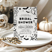 ハンドドローハロウィーンスケルトン幽霊ブライダルシャワー 招待状