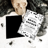 ハンドドローハロウィーンスケルトン幽霊ブライダルシャワー 招待状