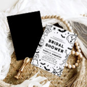 ハンドドローハロウィーンスケルトン幽霊ブライダルシャワー 招待状