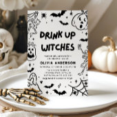 ハンドドローハロウィーンスケルトン幽霊ブライダルシャワー 招待状