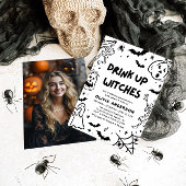 ハンドドローハロウィーンスケルトン幽霊ブライダルシャワー 招待状