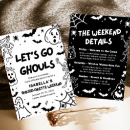 ハンドドローハロウィーンバチェロレッテ週末パーティー 招待状