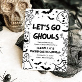 ハンドドローハロウィーンバチェロレッテ週末パーティー 招待状