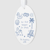 ハンドドローパーソナライズされたドスタイルサマーバケーション オーナメント (正面)