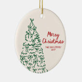 ハンドドローパーソナライズされたメリークリスマスオーナメント セラミックオーナメント (右)