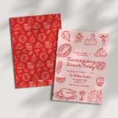 ハンドドローピンクウィムジードゥードルサンクスギビング招待状 シーズンカード