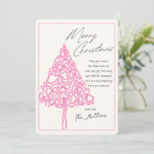 ハンドドローピンクボウクリスマスツリーメリークリスマス シーズンカード (スタンド正面)
