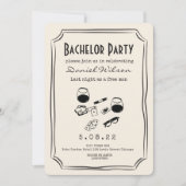 ハンドドローファンキーウィスキーシガー独身 招待状 (正面)