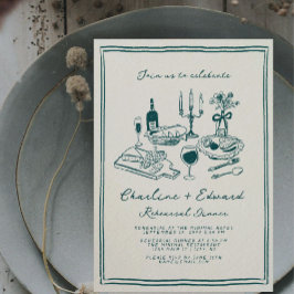 ハンドドローファンキースケッチリハーサルディナー 招待状