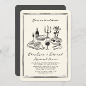 ハンドドローファンキースケッチリハーサルディナー 招待状 (正面/裏面)