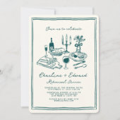 ハンドドローファンキースケッチリハーサルディナー 招待状 (正面)