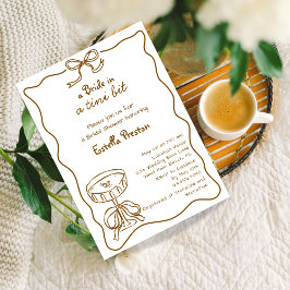 ハンドドローファンキードお洒落マルティーニブライダルシャワー 招待状