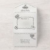 ハンドドローファンキードイタリ結婚ドードル オールインワン招待状 (外側)