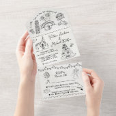 ハンドドローファンキードイタリ結婚ドードル オールインワン招待状 (貼ってはがせる)