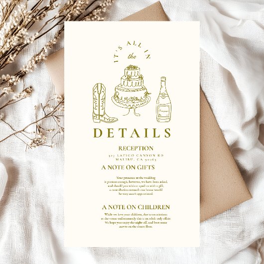 ハンドドローファンキードウェスタン結婚ドードル エンクロージャーカード