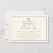 ハンドドローファンキードウェスタン結婚ドードル サンキューカード (正面)