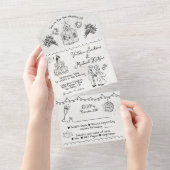 ハンドドローファンキードチャペル結婚ドードル オールインワン招待状 (貼ってはがせる)