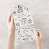 ハンドドローファンキードド結婚ル オールインワン招待状 (貼ってはがせる)