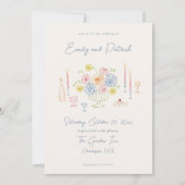 ハンドドローファンキードパお洒落ステル結婚ズ 招待状 (正面)