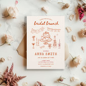 ハンドドローファンキード赤予測できなブライダルブランチ 招待状