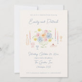 ハンドドローファンキーパステルお洒落リハーサルディナー 招待状 (正面)