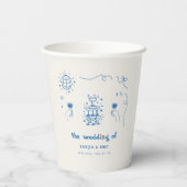 ハンドドローフランスのドシャンパン結婚ディスコ 紙コップ (裏面)