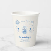 ハンドドローフランスのドシャンパン結婚ディスコ 紙コップ (正面)