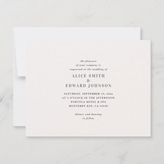 ハンドドローフローラエレガントな結婚式の招待状 案内状 (裏面)