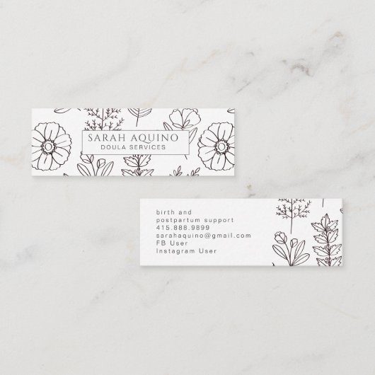 ハンドドローフローラドールドゥラホワイト誕生コーチ スキニー名刺 (正面/裏面)