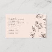 ハンドドローフローラドールドゥラホワイト誕生コーチ 名刺 (裏面)