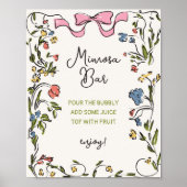 ハンドドローフローラボウブライダルシャワーミモサバー ポスター (正面)