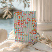 ハンドドローベビーオンボードサーフサマーベビーシャワー 招待状