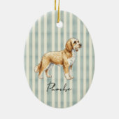 ハンドドローペットポートレートスケッチゴールデンドードル セラミックオーナメント (裏面)