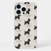 ハンドドローペットポートレートスコティッシュテリア iPhoneケース (裏面)