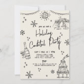 ハンドドローホリデーカクテルパーティー 招待状 (正面)