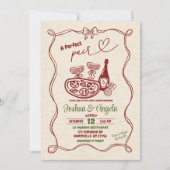 ハンドドローボウパーフェクトペアブライダルシャワー 招待状 (正面)