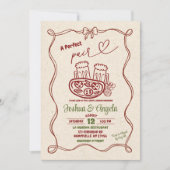 ハンドドローボウパーフェクトペアブライダルシャワー 招待状 (正面)