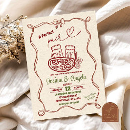 ハンドドローボウパーフェクトペアブライダルシャワー 招待状