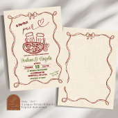 ハンドドローボウパーフェクトペアブライダルシャワー 招待状