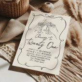 ハンドドローボウ21stコケットおもしろい誕生日パーティー 招待状