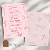 ハンドドローマルティーニブライダルシャワー 招待状