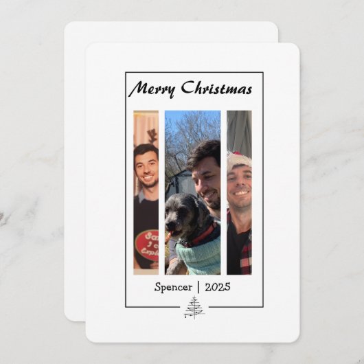 ハンドドローミニマリストフォトストリップクリスマス シーズンカード (正面/裏面)