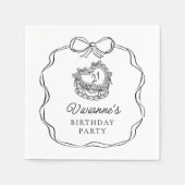 ハンドドローモダンドブラックボーガール誕生日 スタンダードカクテルナプキン (正面)