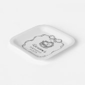 ハンドドローモダンドブラックボーガール誕生日 ペーパープレート (傾斜あり)