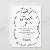 ハンドドローモダンドボーブラックガール誕生日 サンキューカード (正面)