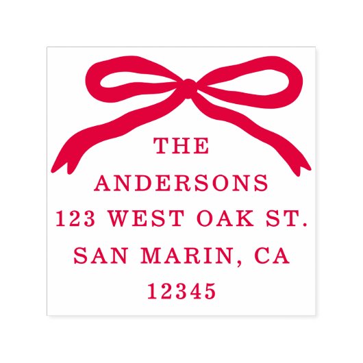 ハンドドローモダンドレッドボウクリスマス差出人住所 セルフインキングスタンプ (デザイン)